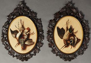 Michelangelo Meucci (1840-1890, Italy), Pair of Nature Morte Paintings, "A Woodcock and Mallard Duck," and "Hungarian Partridge and Woodcock," 1875, o