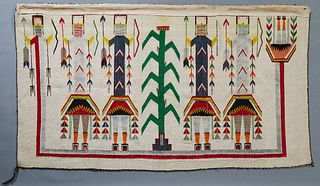 Native American Carpet, perhaps Navaho, 2' 9 x 4' 4. Provenance: Palmira, the Estate of Sarkis Kaltakdjian (Sarkis Oriental Rugs), Prairieville, Louis