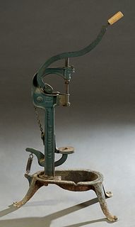 French Cast Iron Wine Bottle Corker late 19th c., from a vineyard, H.- 44 in., W.- 24 in., D.- 14 1/2 in.