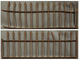 Pair of Wrought Iron Driveway Gates, 19th c., with spear tops, Each- H.- 26 1/4 in., W.- 72 in. (2 Pcs.)