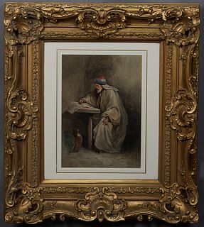 Evelyn Stuart Hardy (1866-1935, British), "Imprisoned Scholar," 20th c., watercolor on paper, unsigned, with artist information en verso of frame, pre