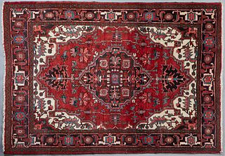 Heriz Carpet, 4' 7 x 6' 5. Provenance: Palmira, the Estate of Sarkis Kaltakdjian (Sarkis Oriental Rugs), Prairieville, Louisiana.