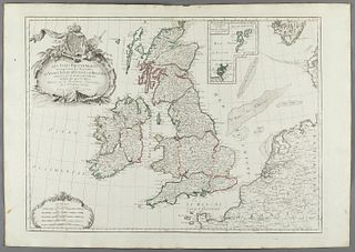 "BRITISH ISLANDS", map belonging to the "Atlas Universel, dressé sur les meilleures cartes modernes", second half of the 18th century. 
Illuminated en