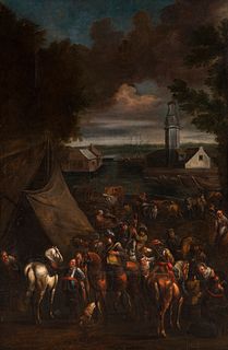 Spanish school; following Dutch models, XVII century. "Military scene". Oil on canvas.