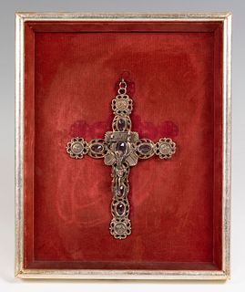 German crucifix of the XVII-XVIII centuries. 
Silver and cut crystal.