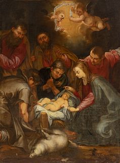 Andalusian school of the second half of the seventeenth century. 
"The adoration of the shepherds". 
Oil on canvas. Relined.