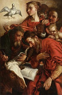 PIETER AERTSEN (Amsterdam, 1508 - 1575). 
"The four Evangelists". 
Oil on panel.