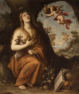 Attributed to JOSE MORENO (Burgos, h. 1642-h. 1674). 
"Penitent Magdalene". 
Oil on canvas. Relined old.