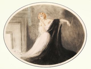 Louis Icart - Sapho Original Engraving, Hand Watercolored by Icart