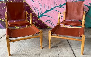 Pair Kaare Klint Safari Chairs for Rasmussen