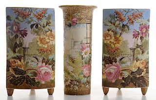 Three Royal Bonn Tapestry Vases