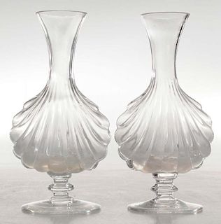 Pair of Scallop-Shaped Footed Vases