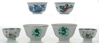 Six Assorted Porcelain Teacups
