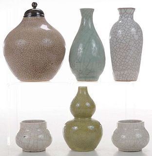 Six Guan Ware Style Pottery Vessels