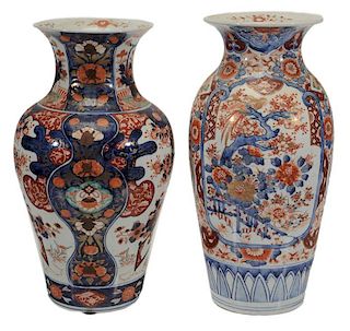 Two Large Imari Baluster-Form Vases