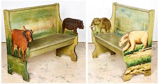 Pair 19th C Carousel Benches