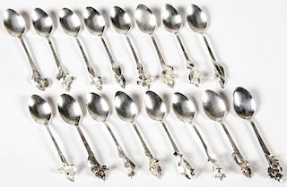 Sterling Silver Botanical Theme Ice Cream Spoons