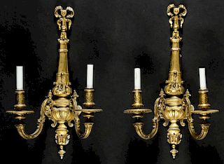 Pair Regency Style Gilt Bronze Sconces