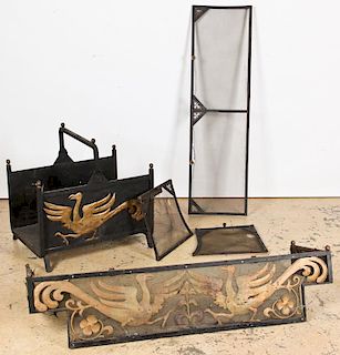 Wilhelm Hunt Diederich Style Fireplace Screen and Log Holder