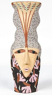 Andrea Gill (American/Alfred, NY, b. 1948) Tall Glazed Earthenware Vase