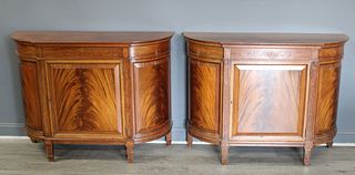 Pair Of Antique Mahogany Demilune Cabinets.