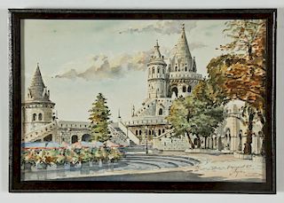 European School (20th c) Budapest, 1923 Watercolor