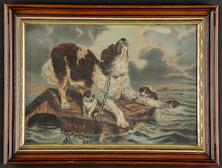 Dramatic Painting of a Dog trapped in a Flood