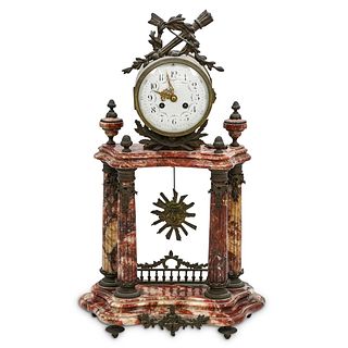 Antique French Clock on Red Marble Base