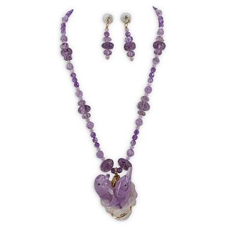 Paulette 14k Gold and Amethyst Dolphin Necklace