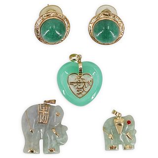 Group of Chinese 14k Gold and Jade Jewelry