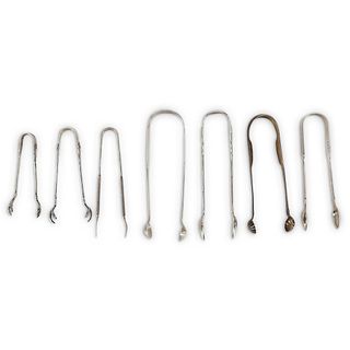 (7Pc) Antique Sterling Silver Tong Collection