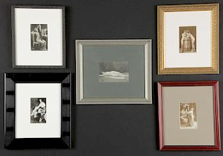 Group of 5 Antique French Nude Framed Photo Postcards