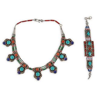 (2 Pc) Navajo Style Semi Precious Stone Jewelry