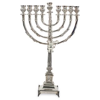 Sterling Menorah With Oil Pitcher
