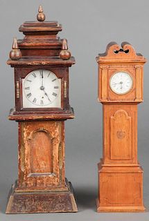 2 Miniature Tall Case Clocks