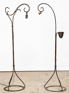 2 Arts and Crafts Style Wrought Iron Floor Lamps