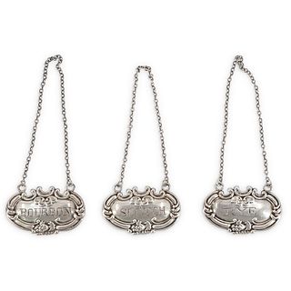 (3 pc) Sterling Hanging Bar Plaques