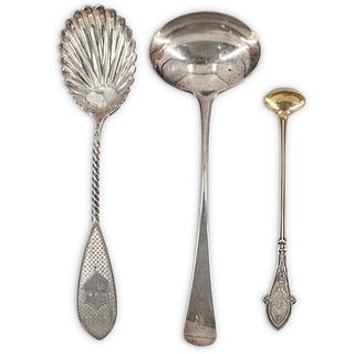 (2 pc) Scalloped Silver Spoon Lot