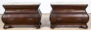 Pair Bombay & Co. Marble Top Bedstands