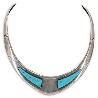 Vintage Sterling and Turquoise Choker Necklace