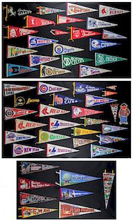 Large Lot of Vintage Sports and Souvenir Pennants