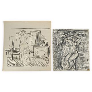 (2Pc) Rene Marcil, Canadian (1917 - 1993) Figural Nude Illustrations