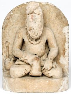 11th/12th C. Indian Sandstone Carving of Seated Deity