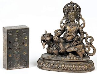 2 Tibetan and Nepali Bronze Items, 18th/19th C
