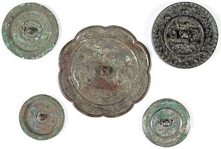 5 Antique Chinese Bronze Mirrors