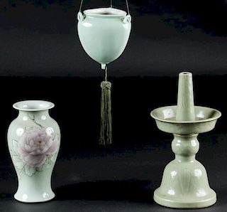 3 Antique Japanese Porcelain and Celadon Items