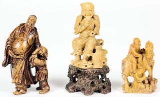 3 Chinese Stone Figural Carvings