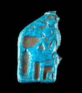 Egyptian Glazed Faience Plaque Seated Sekhmet