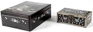 2 Japanese Meiji period MOP Inlaid Boxes