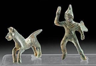 Miniature Thracian Leaded Bronze Soldier & Horse
